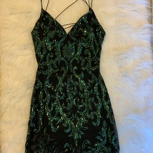Forest green glitter dress